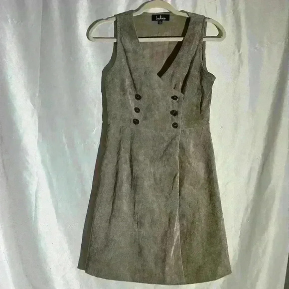 LULUS Grey Corduroy Button-Up Sleeveless Dress - Picture 4 of 7